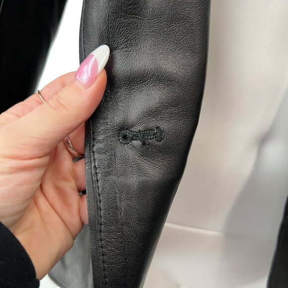 Gucci Black Leather Blazer No Closure Collared Jacket size IT 44/8 - Picture 3 of 10